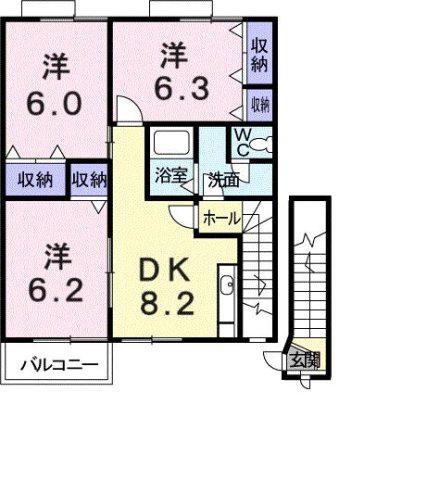 プレッソ新川(3DK/2階)の間取り写真