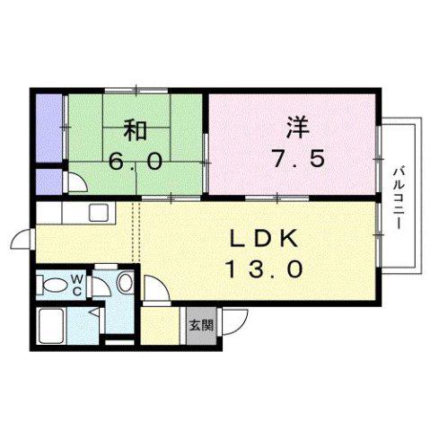 フレグランス大内(2LDK/2階)の間取り写真