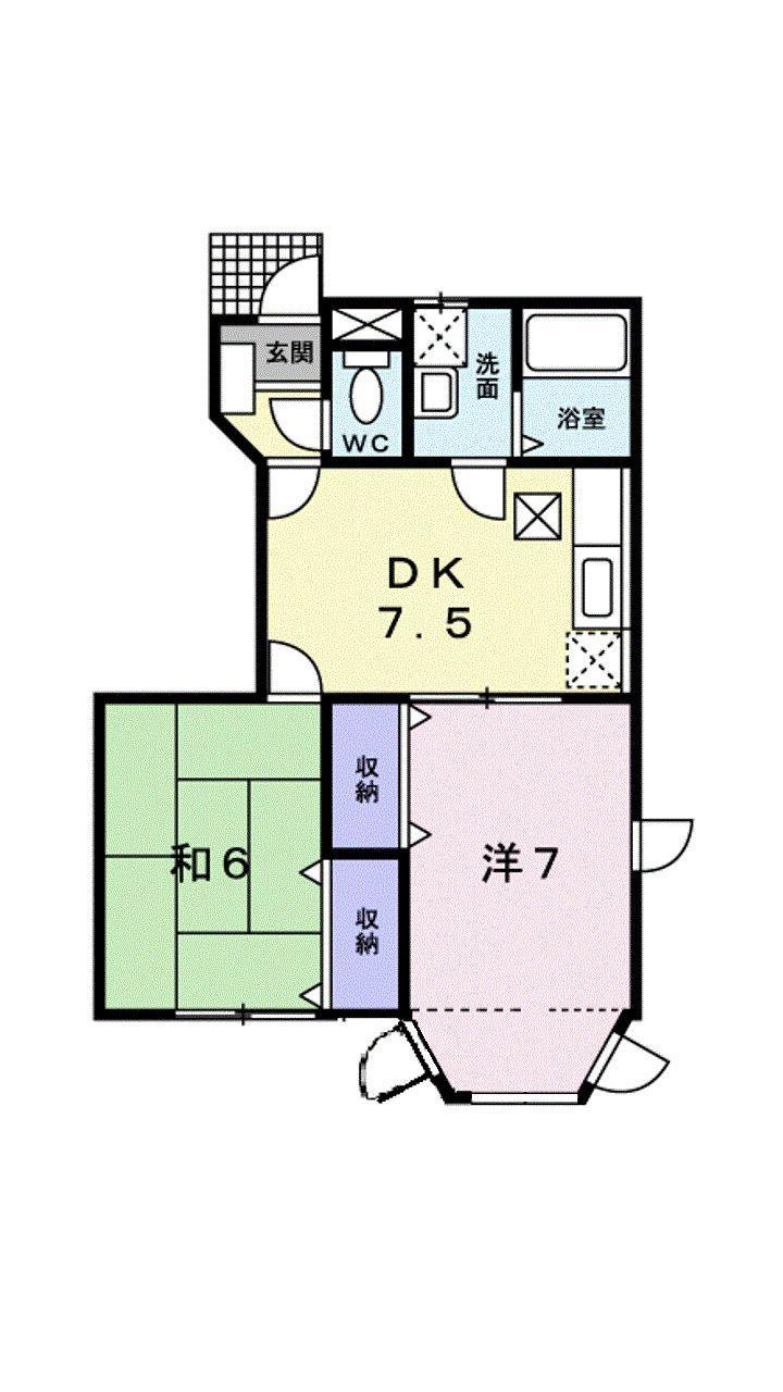 パールハイツA(2DK/1階)の間取り写真