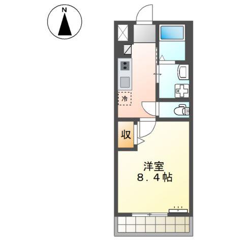 ユーロピュア 西山(1K/1階)の間取り写真
