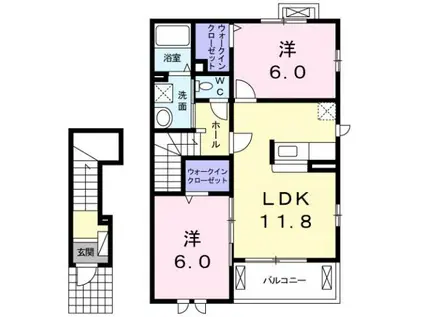 ファスタージュⅢ(2LDK/2階)の間取り写真