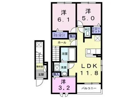 ルークテラス山西(3LDK/2階)の間取り写真