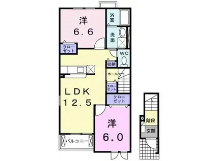 ファスタージュⅡ(2LDK/2階)の間取り写真