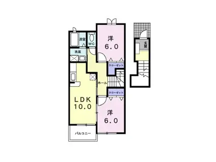ヴィラ有ノ木(2LDK/2階)の間取り写真