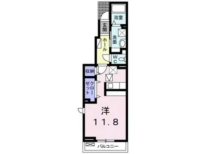 ハピネス 縁 Ⅱ(ワンルーム/1階)の間取り写真