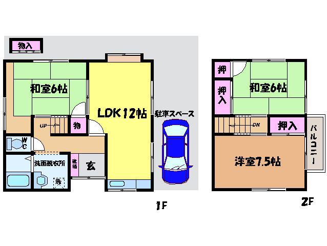 伊予鉄道横河原線 福音寺駅 徒歩9分 2階建 築33年(3LDK)の間取り写真