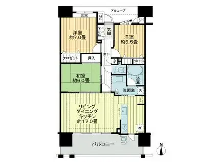 クレアガーデン東雲テラス(3LDK/11階)の間取り写真