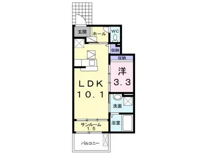 ピュール・ソレイユⅠ(1LDK/1階)の間取り写真