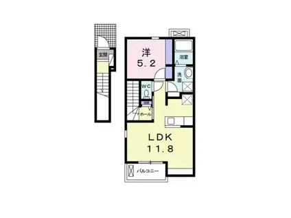 ル・バンブー空港通(1LDK/2階)の間取り写真