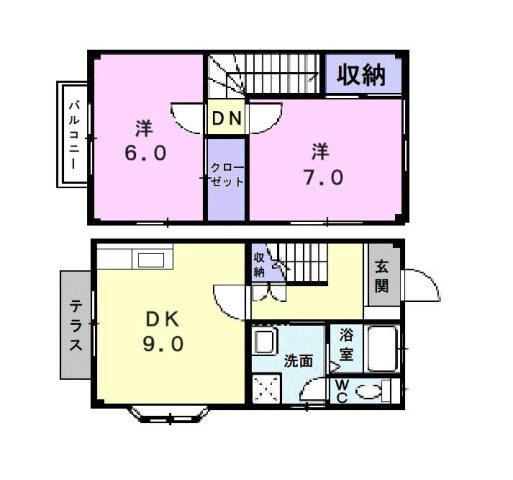 ドミールシャンテ(2DK/1階)の間取り写真