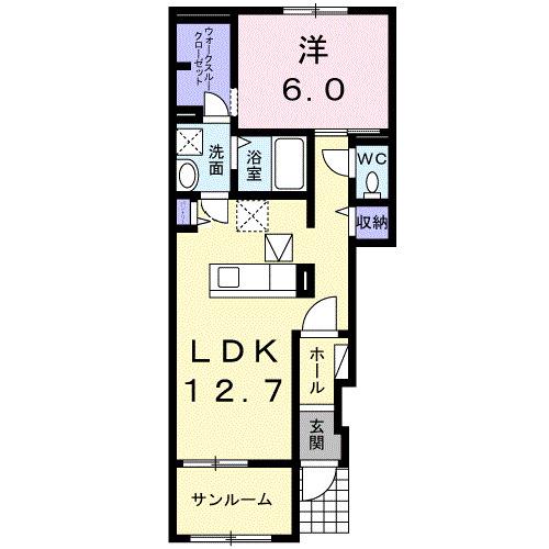 ドミール シオン(1LDK/1階)の間取り写真