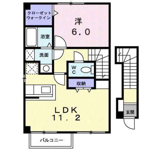 ウィッシュ1(1LDK/2階)の間取り写真