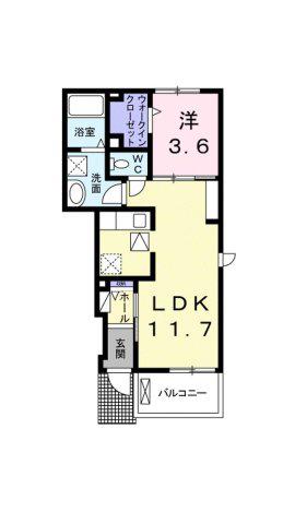 ボワ ソーム(1LDK/1階)の間取り写真