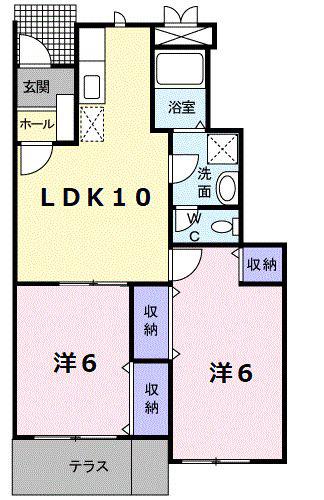 エスポワール(2LDK/1階)の間取り写真