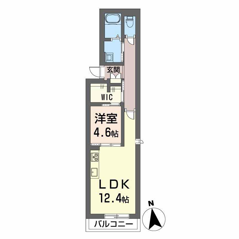 シャーメゾン北藤原(1LDK/2階)の間取り写真
