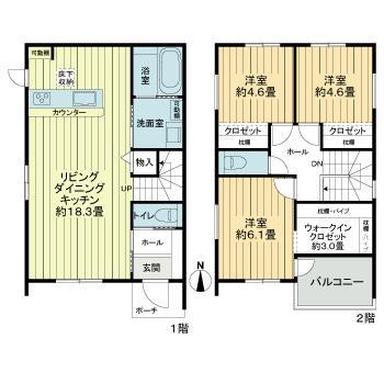 松山市室町戸建(3LDK/1階)の間取り写真