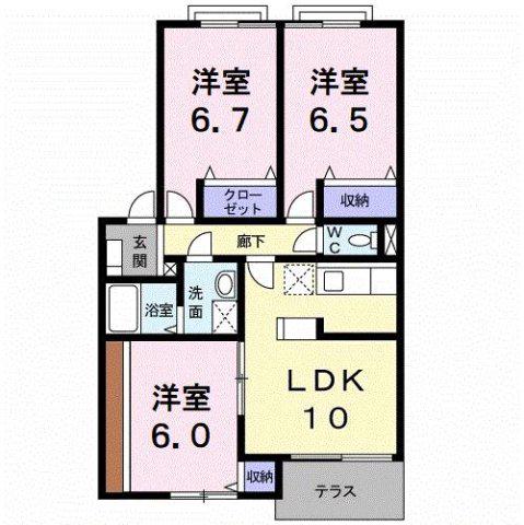 パルテノン吉藤A(3LDK/1階)の間取り写真