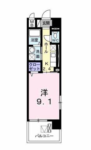 ルミエール山越(1K/3階)の間取り写真