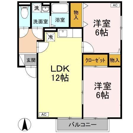 セジュール和泉Ⅱ A・B・C棟(2LDK/2階)の間取り写真