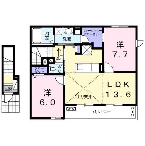 メリーゲート・K(2LDK/2階)の間取り写真