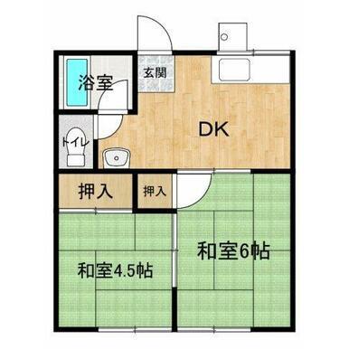 コーポ木村(2DK/1階)の間取り写真
