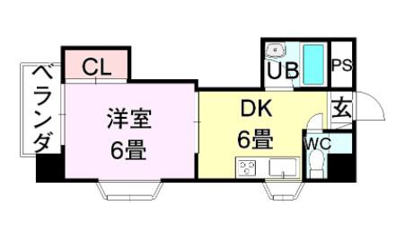 第3ゴトービル(1DK/1階)の間取り写真