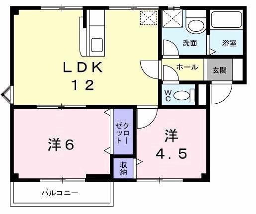 サンシャインⅠ(2LDK/2階)の間取り写真