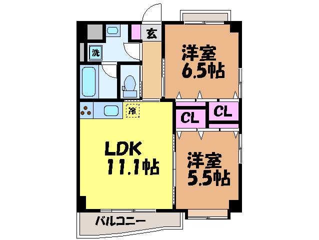 ピュアハーツ(2LDK/7階)の間取り写真