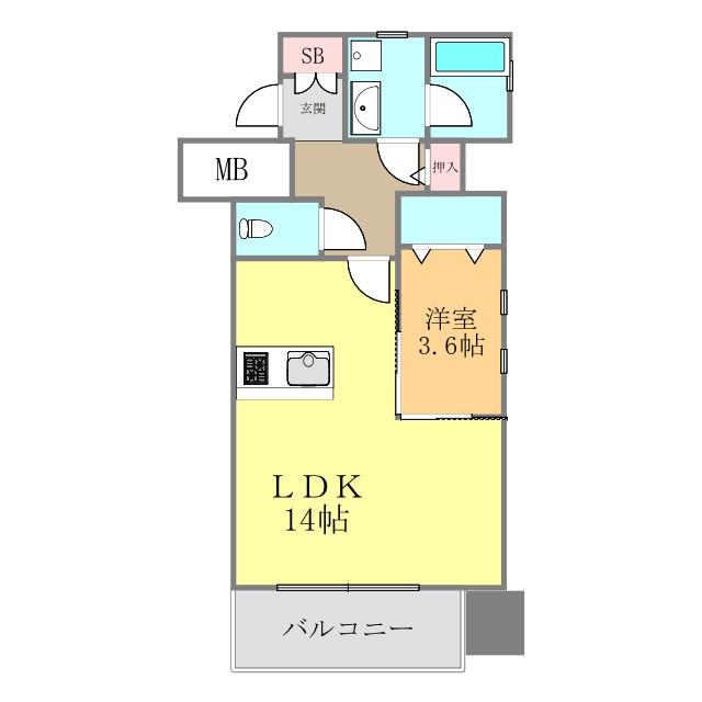 スペルビア勝山(1LDK/9階)の間取り写真
