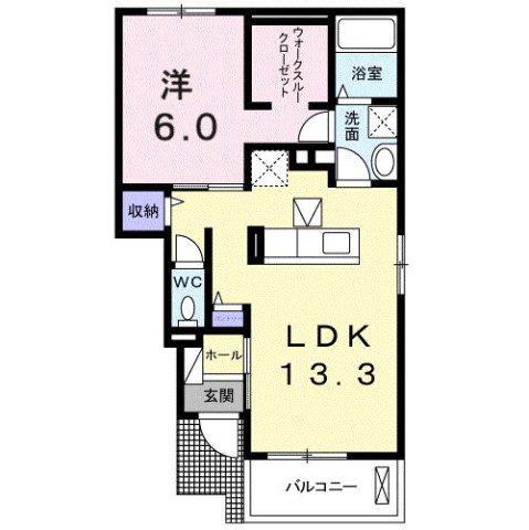 伊予鉄道郡中線 余戸駅 徒歩8分 2階建 築12年(1LDK/1階)の間取り写真