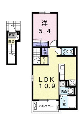 ユリウス 南江戸 Ⅰ(1LDK/2階)の間取り写真