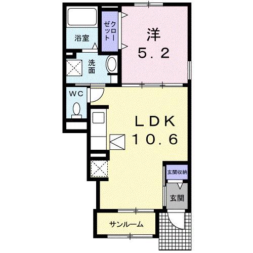 レジデンスT・ウエスト Ⅱ(1LDK/1階)の間取り写真