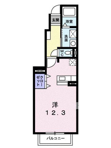 ミルトソレイユ(ワンルーム/1階)の間取り写真