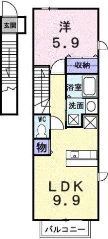 アイ・ビーコートA(1LDK/2階)の間取り写真