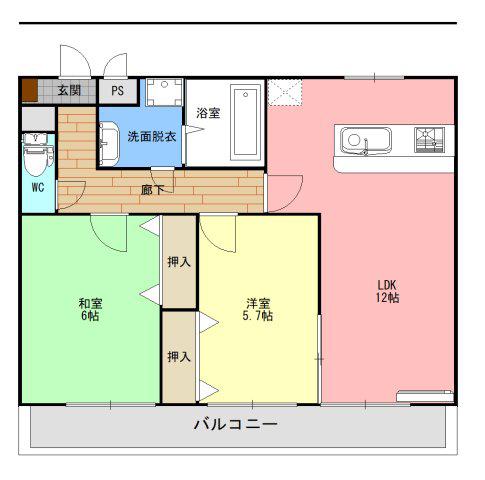 POLARIS(2LDK/2階)の間取り写真