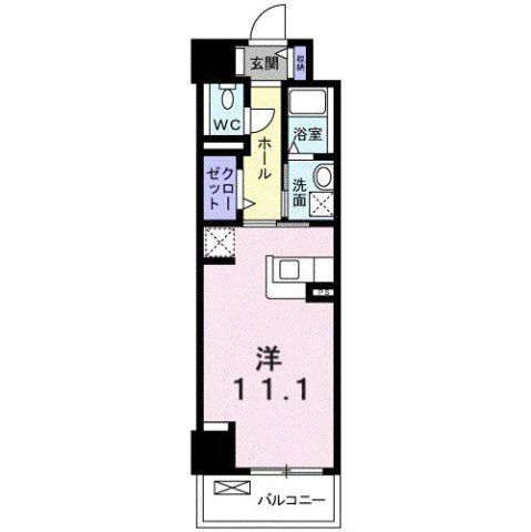 ユリウス 湊町(ワンルーム/3階)の間取り写真