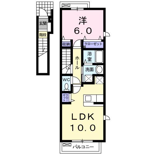 レーベン・バオムA(1LDK/2階)の間取り写真