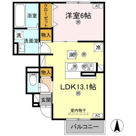 BENEⅡ(1LDK/1階)の間取り写真