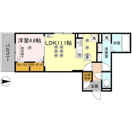 クランツ朝生田(1LDK/1階)の間取り写真