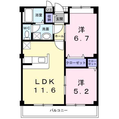 フォーリストTS(2LDK/2階)の間取り写真