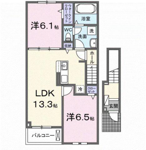メグ・クレール A(2LDK/2階)の間取り写真