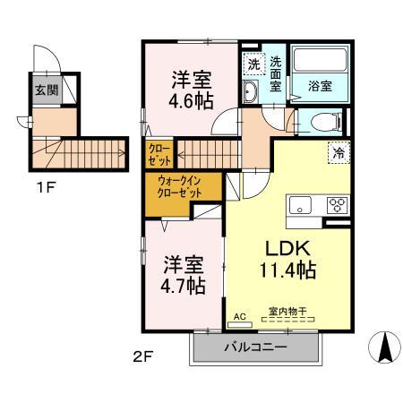 コンフォートM(2LDK/2階)の間取り写真
