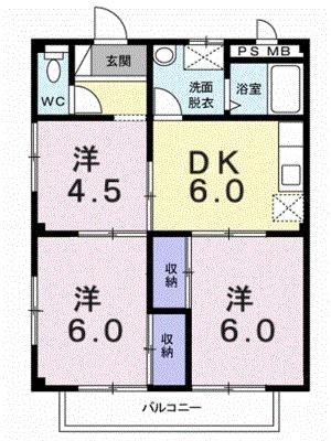 三神パルネット(3DK/2階)の間取り写真