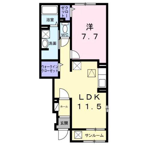 ガーデンKOSAKA(1LDK/1階)の間取り写真