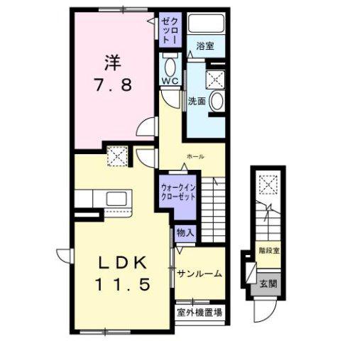 ガーデンKOSAKA(1LDK/2階)の間取り写真