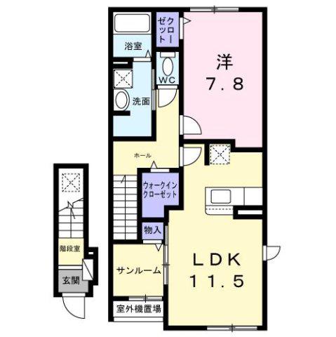 ガーデンKOSAKA(1LDK/2階)の間取り写真