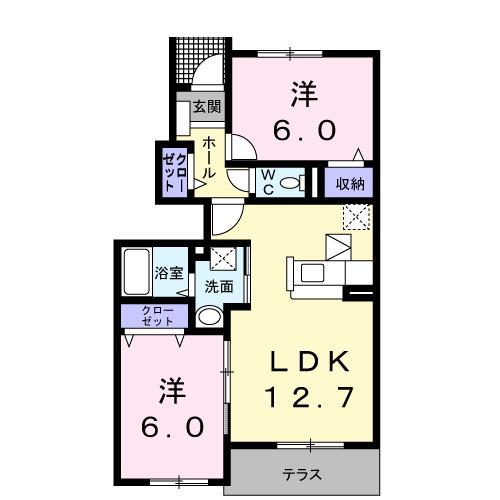 アグライアⅡ(2LDK/1階)の間取り写真