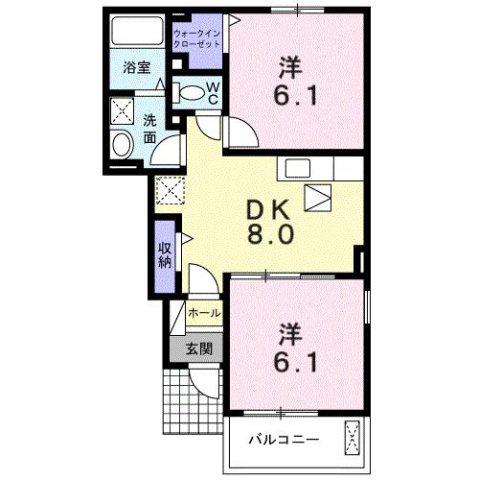 ソルビエント(2DK/1階)の間取り写真