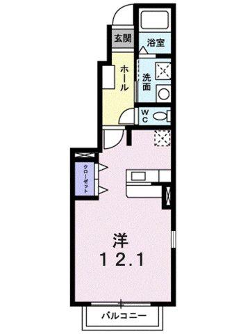 リーヴIⅡ(ワンルーム/1階)の間取り写真