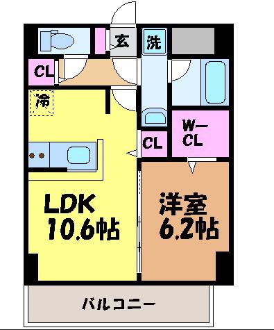 TRENTE LUMIERE(1LDK/6階)の間取り写真